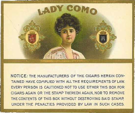 LADY COMO warning label